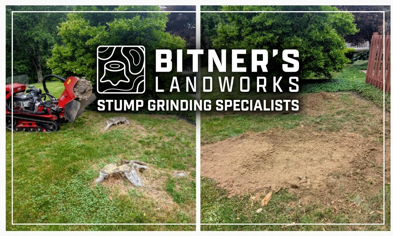 Bitner's Landworks stump grinding specialists located in the greater Williamsport, Pennsylvania area.